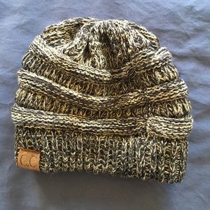 CC Two-tone Ribbed Knit Beanie